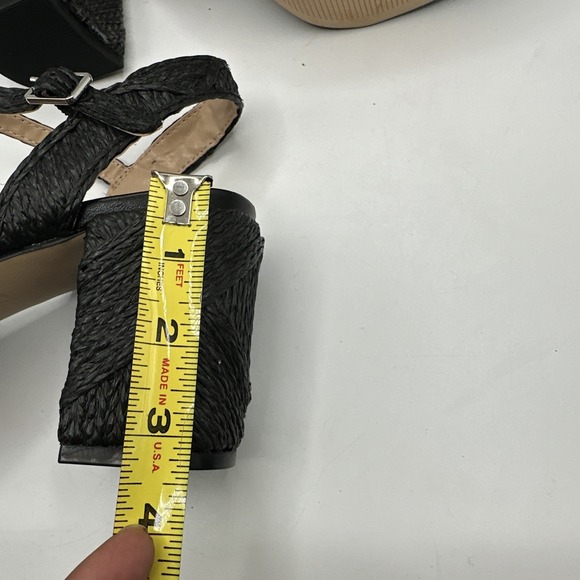NEW Calvin Klein Lessia Ankle Strap Block Platform Heel Raffia Woven Sz 7 1/2 - Picture 10 of 10